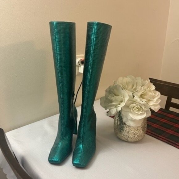Zara Green Knee High Boots (BRAND NEW) - Picture 2 of 7